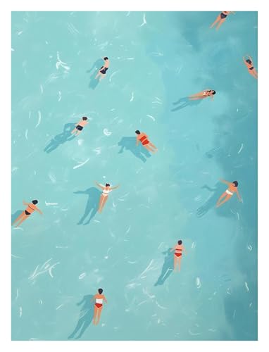 Wandkunst Leinwanddrucke Sommer Mädchen Schwimmen Pool Party Strand Meer Ozean Boot Poster Und Drucke Nordic Leinwand Malerei Wand Kunst Bild Für Wohnzimmer Decor(B,50x70cm) von PTHEN