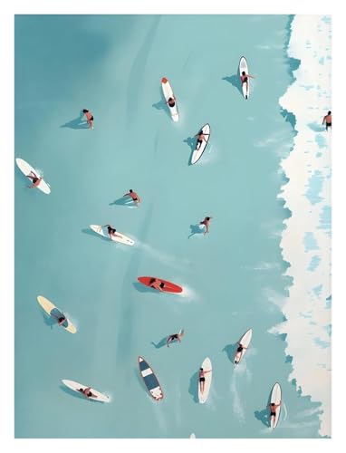 Wandkunst Leinwanddrucke Sommer Mädchen Schwimmen Pool Party Strand Meer Ozean Boot Poster Und Drucke Nordic Leinwand Malerei Wand Kunst Bild Für Wohnzimmer Decor(EIN,30x40cm) von PTHEN