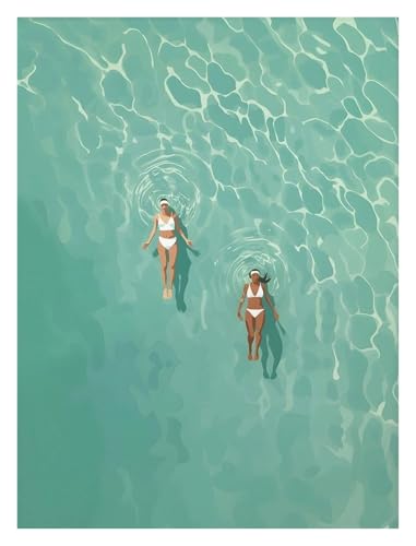 Wandkunst Leinwanddrucke Sommer Mädchen Schwimmen Pool Party Strand Meer Ozean Boot Poster Und Drucke Nordic Leinwand Malerei Wand Kunst Bild Für Wohnzimmer Decor(F,20x30cm) von PTHEN