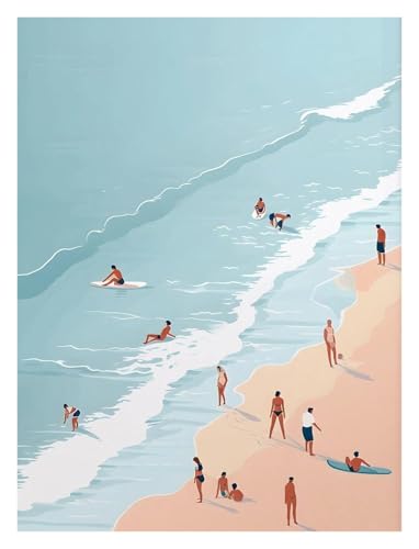 Wandkunst Leinwanddrucke Sommer Mädchen Schwimmen Pool Party Strand Meer Ozean Boot Poster Und Drucke Nordic Leinwand Malerei Wand Kunst Bild Für Wohnzimmer Decor(K,20x30cm) von PTHEN