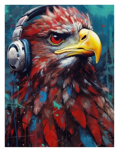 Wandkunst-Leinwanddrucke Tier Mit Kopfhörern Bunte Graffiti Poster Abstrakte Vögel Affen Drucke Leinwand Malerei Wand Kunst Bilder Home Room Decor(N,40x60cm) von PTHEN