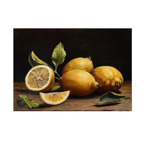 Wandkunst-Leinwanddrucke Vintage Wand Kunst Italien Olivenbaum Birne Feige Orange Zitrone Obst Leinwand Malerei Poster Drucke Home Zimmer Dekor(G,50x70cm) von PTHEN