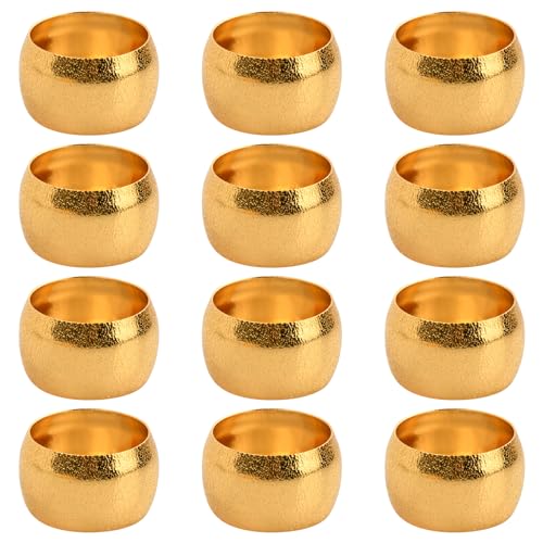 12 Pcs Serviettenringe Metall Gold Silber, 4 cm Servietten Ring Rund, Serviettenschnalle Tischdeko, Serviettenhalter Vintage Groß, Servietten Schnallen Deko für Hochzeit Ostern Geburtstag (Gold) von PTJJXA