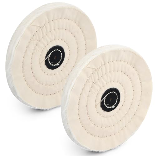 2 Stück 150mm Polierscheibe, Polishing Buffing Pad, Polierscheiben aus Baumwolltuch für Tischschleifwerkzeuge, Bank-Puffern, Edelstahl, Chrom (Weiss 50 Lagen) von PTJJXA