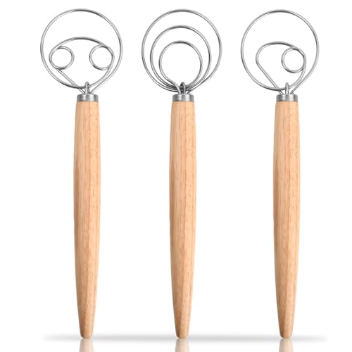 3 Stücke Dänischer Teigbesen, Dänischer Schneebesen Set, Brot Teigmischer 13 Zoll, Brotteig Schneebesen Mixer, Eierschläger für Küche, Brot, Teig, Kuchen, Gebäck von PTJJXA