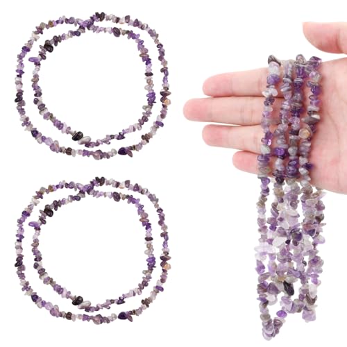 400 Stück Amethyst Trommelsteine, 5-8mm Amethyst Chips Perlen, Amethyst Heilsteinen mit Löchern, Natürliche Kristalle, Unregelmäßige Edelsteinperlen für die Herstellung von Schmuckarmbändern von PTJJXA