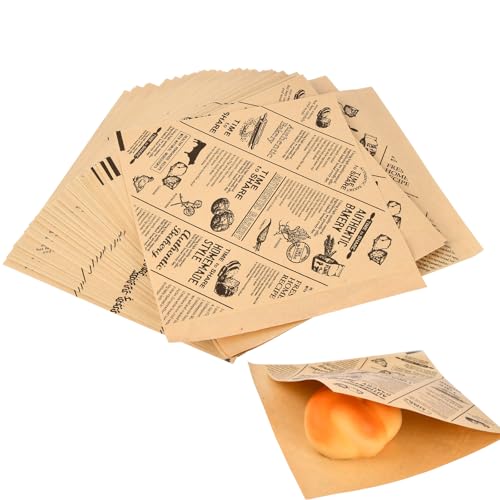 Snacktaschen Burger Papier, 200 Stück Burger Papier fettdicht, 15x15 cm Burger Tüten, Fettdichte Sandwich Tüten mit Druck für Burger, Pommes (C 15x15cm 100pcs) von PTJJXA