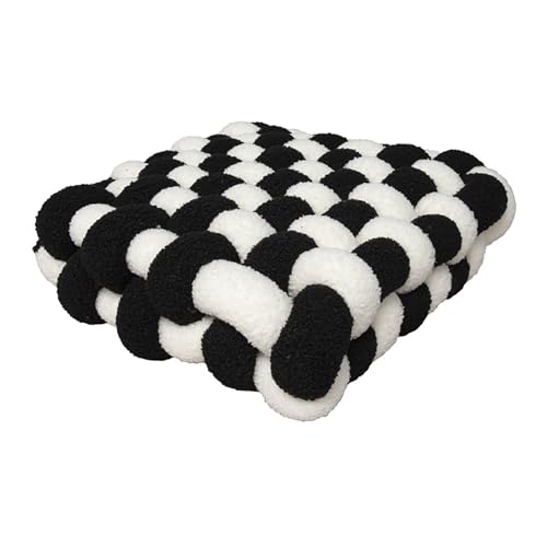 PTKG Kissen Deko Kuschelkissen Plüsch-Knoten-Ball-Kissen Geknotetes Kissen Knot Kopfkissen Dekokissen flauschig Zierkissen geflochten für Sofa, Bett, dekorativ,Q,30×33×12CM von PTKG