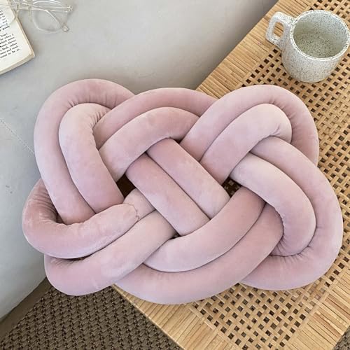 PTKG Knotenkissen, geknotetes Kissen Plüsch-Kisse Knotenkissen Knot Kissen Deko-Kissen Bett Zimmer Dekor Spielzeug Geknotetes Kissen für Sofa Bett Dekorativ,Rosa,45x35CM von PTKG