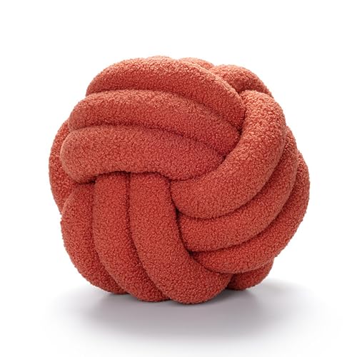 PTKG Knotenkissen Rundes Kugelkissen, Lamm Samtsofa Knoten Ball Kissen Heimdekoration Kissen Handarbeit geknotetes Wurfkissen für Couch Bett Auto Büro,A4,28cm von PTKG