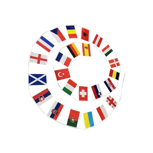 Fotorequisiten 18 Set Wimpelkette zur Fußball-Europameisterschaft 2024 Wimpelkette zur Fußball-Europameisterschaft 2024 mit 24 Flaggen der teilnehmenden Mannschaften 2024 (Red-a, One Size) von PTLLEND