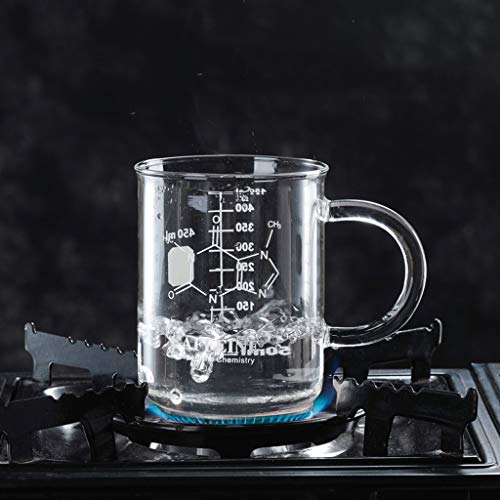 PTMD Koffeinbecher Tasse Graduated Becher Becher mit Griff Borosilikatglas Multifunktional Lebensmittelqualität Messbecher von PTMD