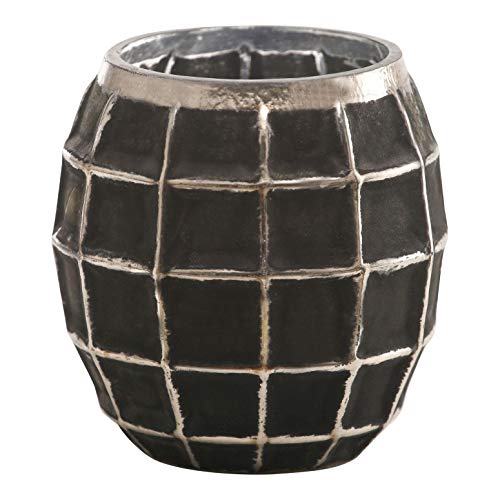 PTMD Windlicht Stormlight Teelichthalter Nala Black Silver Glas small - Maße: 8.0 x 8.0 x 8.0 cm von PTMP