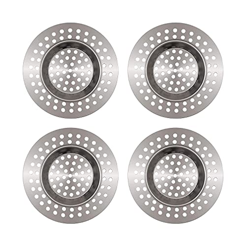 Abflusssieb Drain Protector 7.7cm 4 Pcs, PTN Abflußsieb Edelstahl Küche Waschbecken, Spüle Sieb Abfluss Sieb, Haarfänger Haarfilter Dusche Waschbecken, Duschfilter aus Edelstahl Erprobt Filterwirkung von PTN