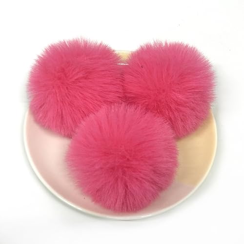 10 Stück Kunstfell Pompon Fellbommel 6cm Flauschiger Pompon Fellbommel für Damen Mädchen Tasche Mützen Anhängern Dekoration DIY Fell Pom Poms für Hüte Schuhe Schals Strickmütze Zubehör-Pink von PTNKUIIY