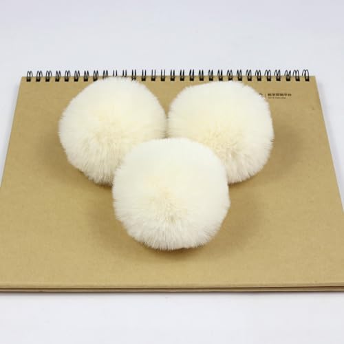 10 Stück Kunstfell Pompon Fellbommel 8cm Flauschiger Pompon Fellbommel für Damen Mädchen Tasche Mützen Anhängern Dekoration DIY Fell Pom Poms für Hüte Schuhe Schals Strickmütze Zubehör-Beige Weiße von PTNKUIIY