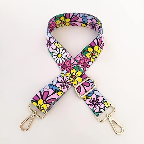130CM Schultergurt Tragegurt Bunter Verstellbarer 3.8CM Breiter Taschengurt Schulterriemen mit Karabiner Gold Umhängegurt für Schultertasche DIY Zubehör Taschenriemen Breit für Damen,Blumen 130CM Schultergurt Tragegurt Bunter Verstellbarer 3.8CM Breiter Taschengurt Schulterriemen mit Karabiner Gold Umhängegurt für Schultertasche DIY Zubehör Taschenriemen Breit für Damen,Blumen von PTNKUIIY