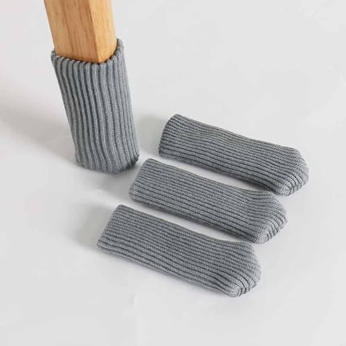 16 Stück Stück Möbelbeinsocken - Stuhlsocken rutschfeste gestrickte Schutzkappen für Stuhlbeine Dicke Elastische Stuhlbeinschoner Vermeiden Kratzer und Lärm, Passend für Stuhlbeine 7-18cm -Grau von PTNKUIIY