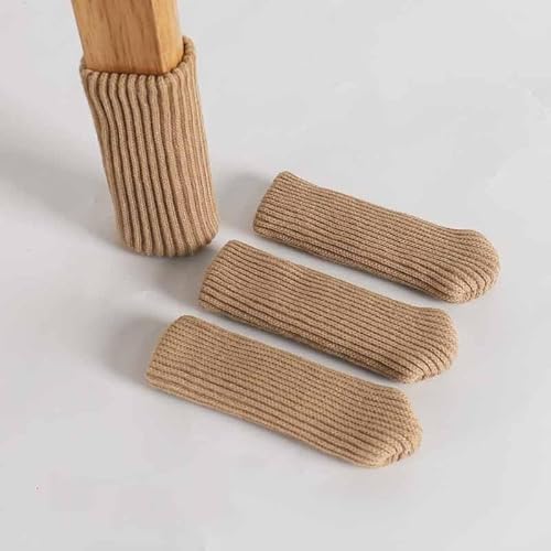 16 Stück Stück Möbelbeinsocken - Stuhlsocken rutschfeste gestrickte Schutzkappen für Stuhlbeine Dicke Elastische Stuhlbeinschoner Vermeiden Kratzer und Lärm, Passend für Stuhlbeine 7-18cm -Khaki von PTNKUIIY