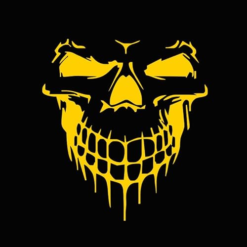 2 Stück 3D Totenkopf Autoaufkleber Vinyl Wasserdichte Auto Aufkleber Reflektierender Lustiger Autoaufkleber Selbstklebender Aufkleber Universal Grafik Aufkleber Motorhaube Sticker Heckscheibe Gelb von PTNKUIIY