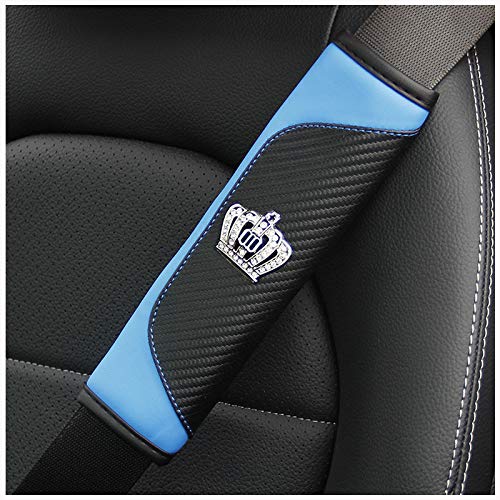 2 Stücke Bling Bling Auto Schulterpolster,PU Leder Kristall Strass Glitzer Autositz Gurtpolster Sicherheitsgurt Schulterpolster Gurtschoner Schulterkissen Auto Dekor Zubehör für Frauen,Schwarz Blau von PTNKUIIY