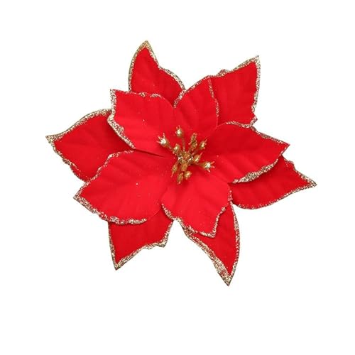 20 Stück Poinsettia Weihnachtsbaum Ornament Weihnachtsblumen Künstlich Hochzeit Blumen Dekoration Weihnachten Blumen Christbaumanhänger Weihnachtsbaum Weihnachtstürkranz Neujahr Ornamente -Rot von PTNKUIIY