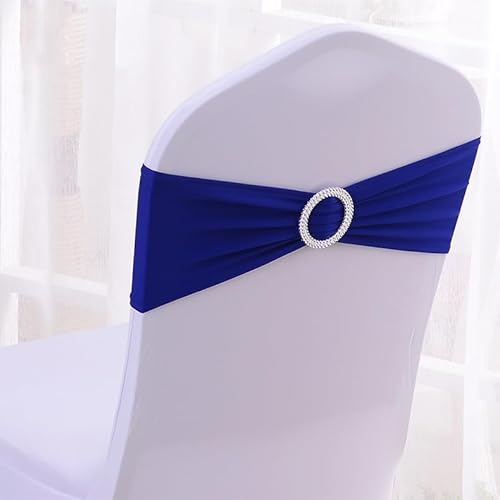 25 Stück Stuhlschärpen - Schleifen für Stuhlhussen Hochzeit Stuhlschleife 36*15cm elastische Stuhlbänder mit Schnalle Stuhldekorationen für Partys Hochzeiten Feiern Bankett Taufe -Dunkelblau von PTNKUIIY