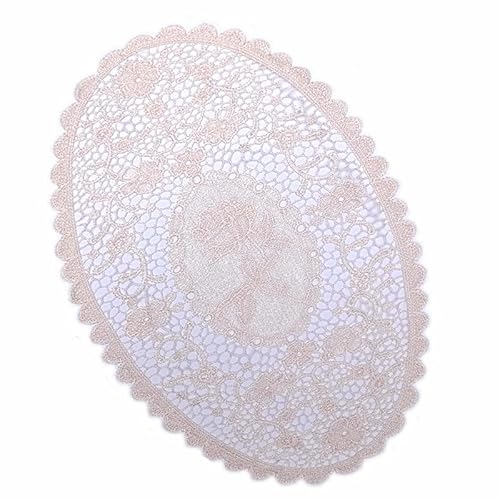 4 Stück Bestickte Tischmatte, 75*38cm Platzsets Spitze ovale Tischdecke mit Blumenmuster Spitzendeckchen Häkeldeckchen Vintage-Tassenmatte, Vasenmatte Untersetzer für Küche,Esszimmer,Party,Hochzeit von PTNKUIIY
