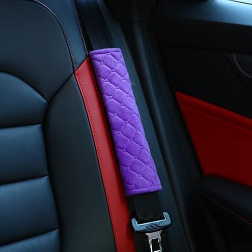 PTNKUIIY 2 Stück Gurtpolster Auto Kinder,Plüsch Baby Sicherheitsgurt Schulterpolster Gürtelkissen Schlafkissen Nackenstütze Waschbar Polsterung für Sitzgurt im Auto für Kinder und Erwachsene,Lila von PTNKUIIY