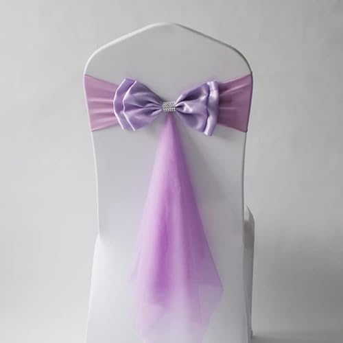 PTNKUIIY 2 Stücke Stuhlschleife Satin Schärpe Hochzeit Stuhl Bogen Stuhlschärpen Stuhlhussen Stuhl Schärpe Hochzeitsdeko Satinschleife Stuhlbezug Dekoration für Hochzeit Party Geburtstag -Helles Lila von PTNKUIIY