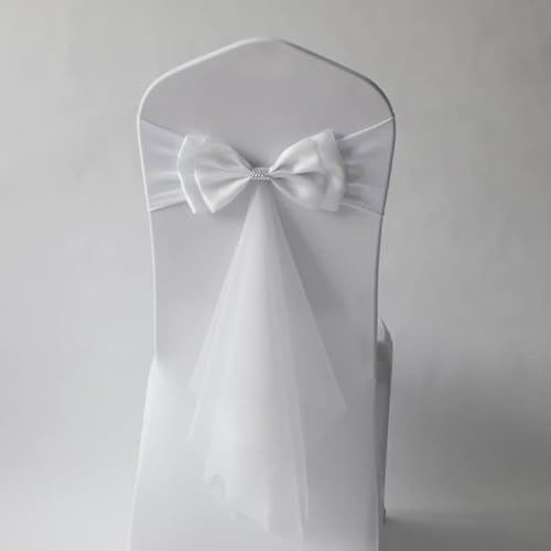 PTNKUIIY 2 Stücke Stuhlschleife Satin Schärpe Hochzeit Stuhl Bogen Stuhlschärpen Stuhlhussen Stuhl Schärpe Hochzeitsdeko Satinschleife Stuhlbezug Dekoration für Hochzeit Party Geburtstag -Weiss von PTNKUIIY