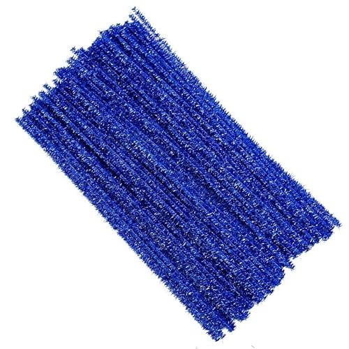 PTNKUIIY 200 Stück Glitzer Pfeifenreiniger Chenilledraht 6 MM * 30 cm Pfeifenputzer Bunt Zum Basteln Chenille Stiel Biegeplüsch Pfeifenputzerdraht für Kinder Zum Basteln Handwerk Dekorationen -Blau von PTNKUIIY