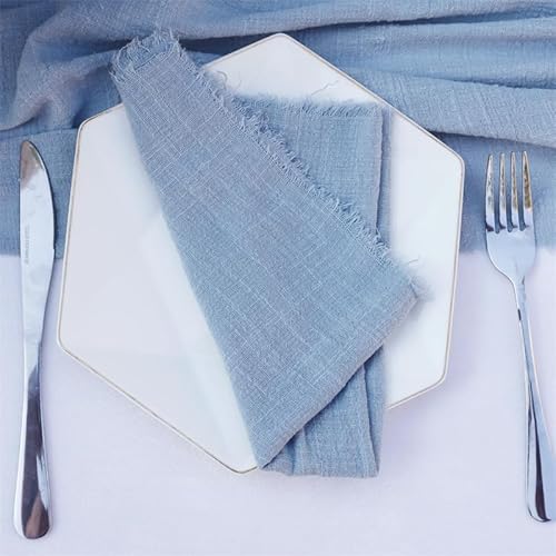 4 Stück Stoffservietten, Musselin Geschirrtücher Tischdekoration Servietten Hochzeit Geburtstag Leinenservietten Perfekt für Partys, Zuhause, Cafés Restaurants und Hotels -42x42cm,Blau von PTNKUIIY