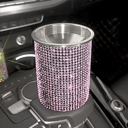 PTNKUIIY Kristall Strass Auto Aschenbecher, Glitzer Auto Aschenbecher Tragbare Zigarette Aschenbecher Halter Tasse Automülleinmer Windaschenbecher Auto Innenraum Zubehör für draußen, Auto, Büro,Rosa von PTNKUIIY