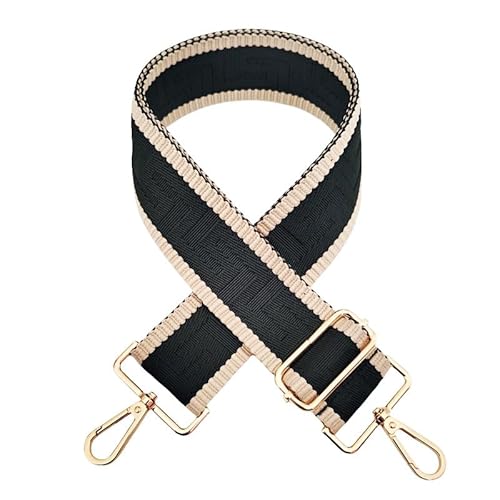 PTNKUIIY Taschengurt 72-130CM Verstellbarer Schultergurt für Taschen 5cm Breit Schulterriemen Taschengurte zum Wechseln Boho-Stil Tragegurt für Handtasche Tragetaschen Umhängetaschen -Schwarz Beige von PTNKUIIY