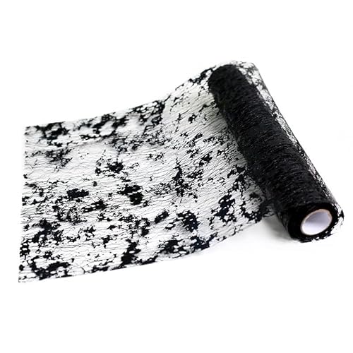 PTNKUIIY Tischläufer 28cm×3 Yard Tischband Schwarz Glitzernde Tischdecken mit Beschicht Glänzend Tüllband Polyester Tischdekoration Dekostoff Tischband für Hochzeit Weihnachten Geburtstag Party von PTNKUIIY