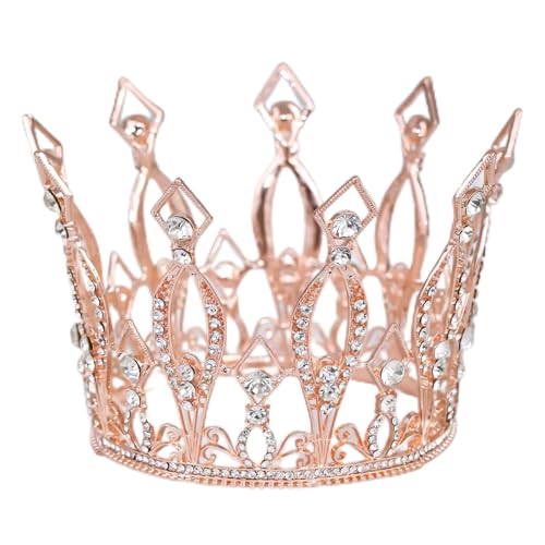 Tortendeko Geburtstag,Krone Dekoration Strass Kuchen Topper für Hochzeit Strass Tiara Prinzessin Haarschmuck für Babyparty Krone Tortenaufsatz Kuchendekoration Stirnband für Kinder Mädchen,Rose Gold von PTNKUIIY