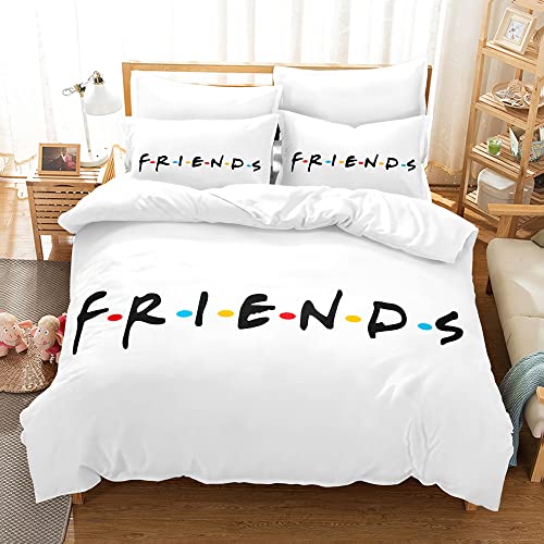 PTNQAZ 3D Friends Bettwäsche-Set, TV-Show, Schwarz, Bettbezug-Sets mit Kissenbezügen, Bettwäsche, Bettwäsche (Einzelbett, 4) von PTNQAZ