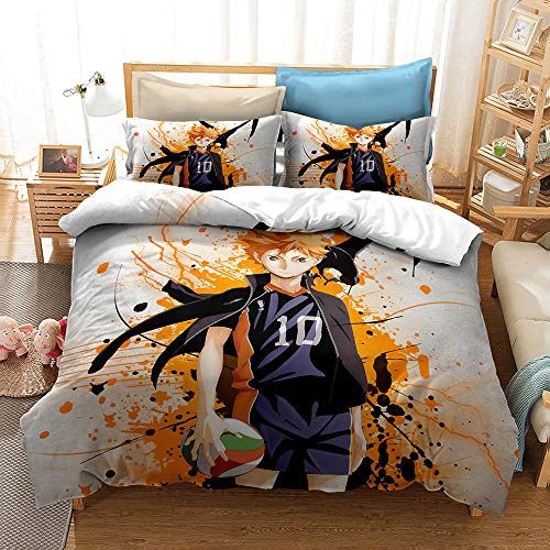 PTNQAZ Anime Haikyuu Bettwäsche-Set, 3D-Druck, Kinder-Bettwäsche-Set, Bettüberwurf für Jungen, Geschenk, Schlafzimmerdekoration (Einzelbett) von PTNQAZ