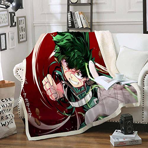 PTNQAZ Anime My Hero Academia Überwurfdecke für Jungen und Mädchen, Kinder, Schlafzimmer, Bett, Sofa, Sherpa-Decke, Couchbezug (Einzelbett, 1) von PTNQAZ