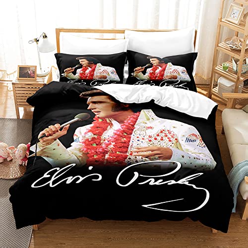 PTNQAZ Elvis Presley Bettwäsche-Set 3D-bedruckt, bequemes Bettbezug-Set mit Kissenbezügen, Bettwäsche-Set, Bettwäsche, Bettwäsche (Einzelbett, 1) von PTNQAZ