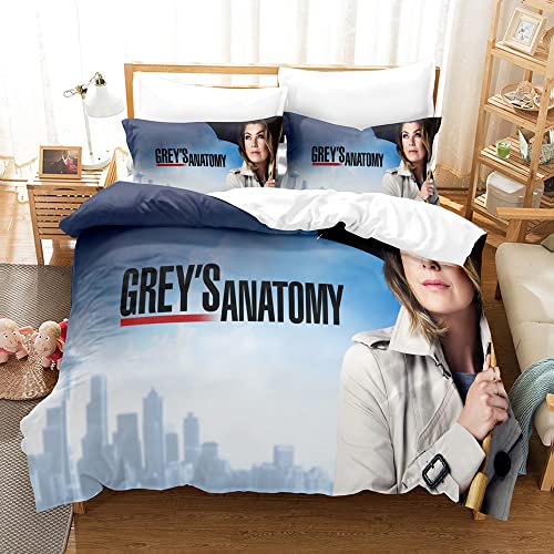 PTNQAZ Grey's Anatomy Bettwäsche-Set, 3D-gedruckte TV-Show-Bettbezüge, Schlafzimmer, Kingsize-Bettwäsche, Queen-Size-Bettwäsche (Einzelbett, 1) von PTNQAZ