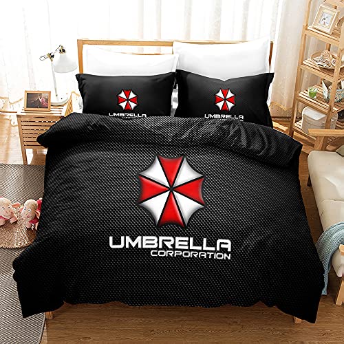 PTNQAZ Resident Evil Bettbezug-Sets für Kinder, 3D-Druck, Spiel-Bettwäsche-Set, Einzelbett, Queen-Size-Bett, Bettwäsche für Jungen, Teenager, Schlafzimmer (Kingsize, 1) von PTNQAZ