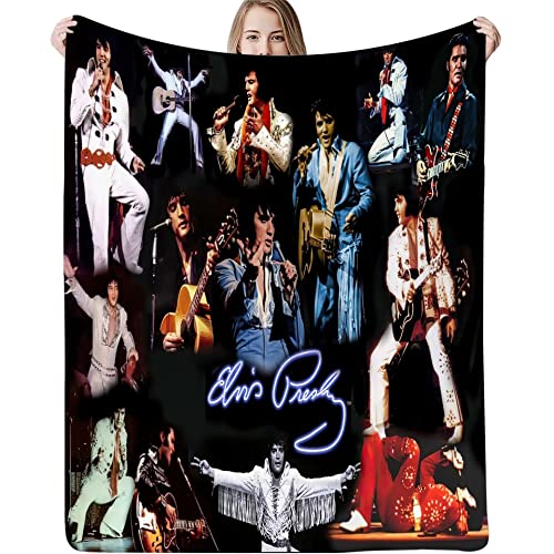 PTNQAZ Warme Elvis Presley Überwurfdecke für Jungen Mädchen Kinderzimmer Bett Sofa leichte Flanelldecke Couchbezug (130 x 150 cm, 4) von PTNQAZ