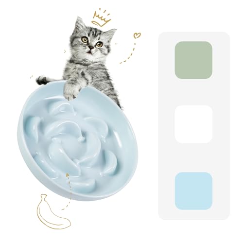 Anti Schling Napf Katzen Melamin - Katzennapf Langsam Fütterung - Antischlingnapf mit Interaktiver Labyrinth Design - Futternapf Katze in Pastellserie - Blassblau - 16 x 3 cm Anti Schling Napf Katzen Melamin - Katzennapf Langsam Fütterung - Antischlingnapf mit Interaktiver Labyrinth Design - Futternapf Katze in Pastellserie - Blassblau - 16 x 3 cm von PTOBER