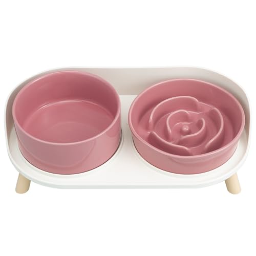 Antischlingnapf Hund Keramik Napfset erhöht - Hundenapf für langsames Fressen - Doppel-Fressnapf für kleine und mittelgroße Hunde - Futternapf & Wassernapf mit rutschfestem Ständer Antischlingnapf Hund Keramik Napfset erhöht - Hundenapf für langsames Fressen - Doppel-Fressnapf für kleine und mittelgroße Hunde - Futternapf & Wassernapf mit rutschfestem Ständer von PTOBER