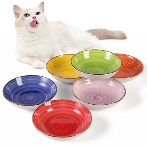 Katzenfutternapf-Set - Keramik Katzennapf Set mit Wirbelmuster - Mehrfarbig - 6 Stück - 250 ml Katzenfutternapf-Set - Keramik Katzennapf Set mit Wirbelmuster - Mehrfarbig - 6 Stück - 250 ml von PTOBER