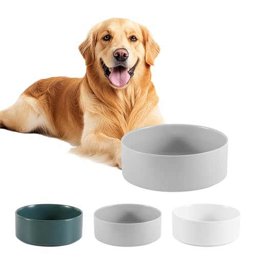 Hundenapf Keramik Futternapf Hund Groß - Fressnapf & Wassernapf für mittelgroße und große Hunde - 750 g / 1750 ml - Grau (1 Stück) von PTOBER
