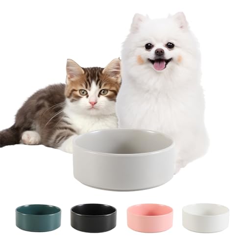 Hundenapf Keramik Futternapf für Kleine Hunde - Fressnapf Hund - Katzennapf - Wassernapf Katzen - Trinknapf Katze - 140 g / 320 ml - Grau (1 Stück) von PTOBER