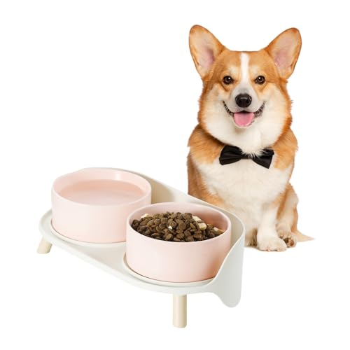 Hundenapf Set Erhöht Hunde Napfset - Doppelnapf Keramik mit Spritzschutz Ständer - Hundenäpfe Bunte für Futter und Wasser - Futterstation für Kleine und Mittelgroße Hunde - 2 x 800 ml - Rosa Hundenapf Set Erhöht Hunde Napfset - Doppelnapf Keramik mit Spritzschutz Ständer - Hundenäpfe Bunte für Futter und Wasser - Futterstation für Kleine und Mittelgroße Hunde - 2 x 800 ml - Rosa von PTOBER